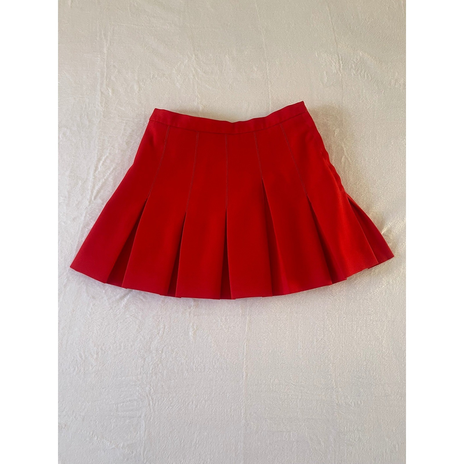 Timandra Vintage Red Pleated Mini Skirt High Waisted Preppy School Girl Style