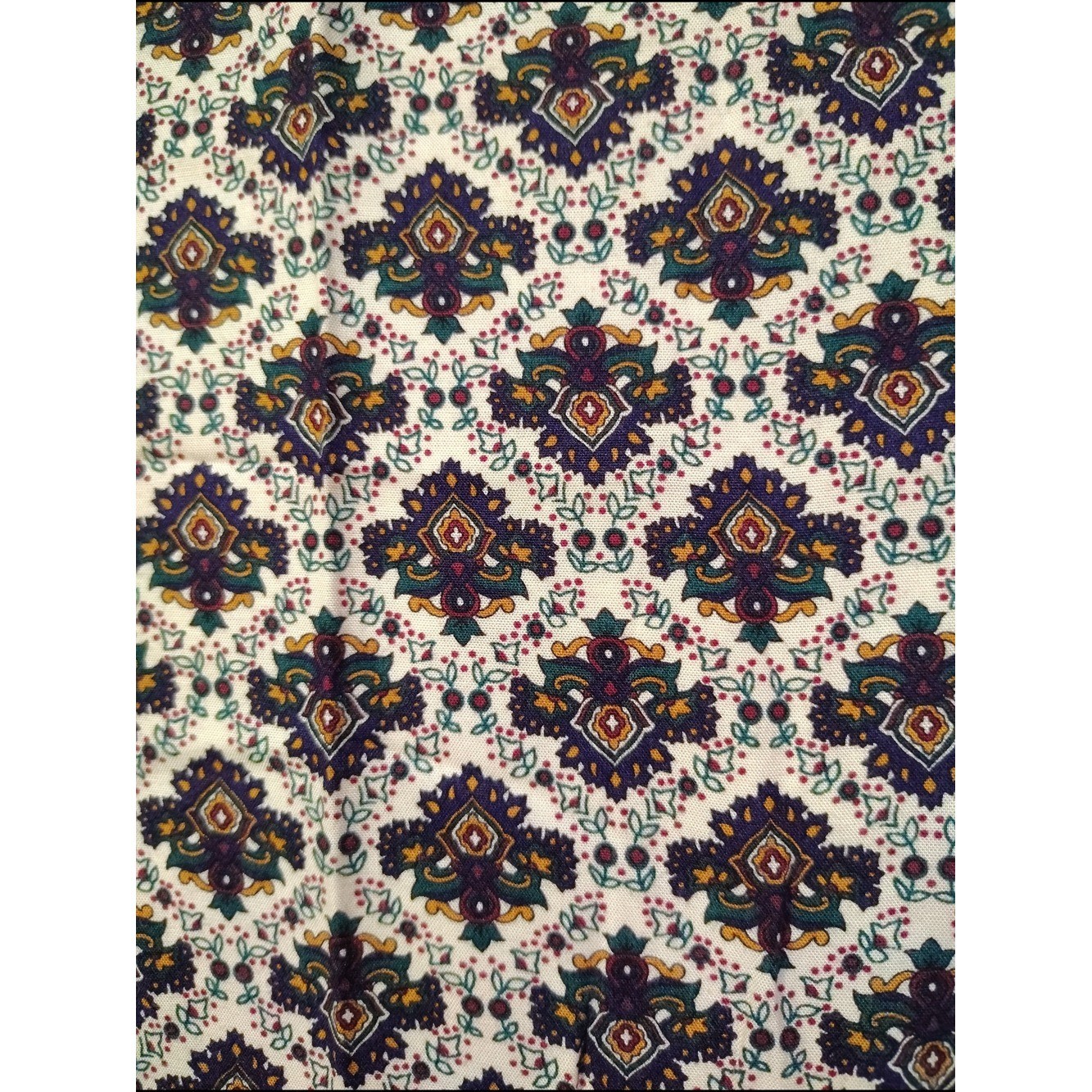 Vintage RAFFERTY Blue Gold Paisley Silk Feel Top L