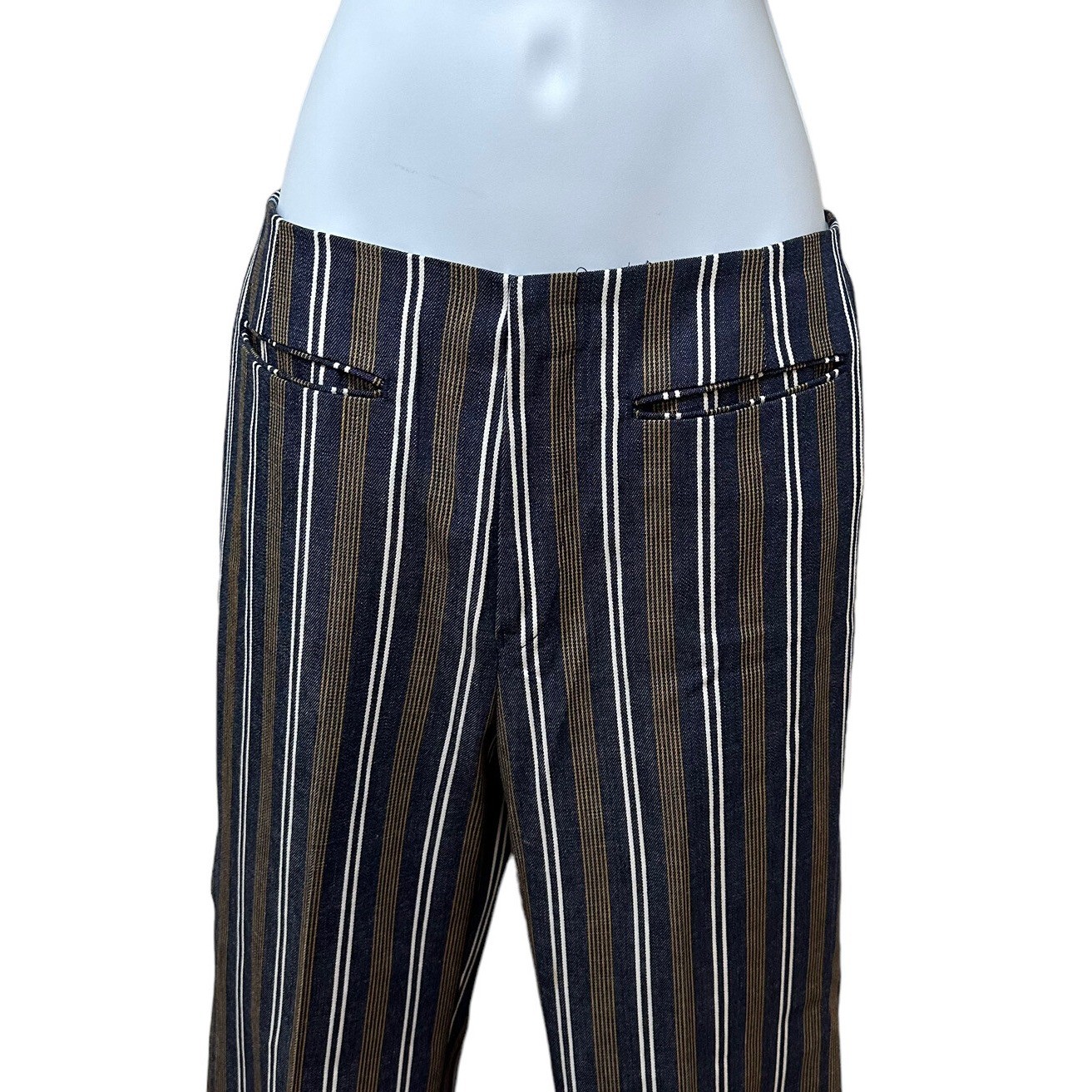 Vtg Levi’s for Gals Sta-Prest Big E Striped Wide Leg Pants Jeans 28″ Waist NOS