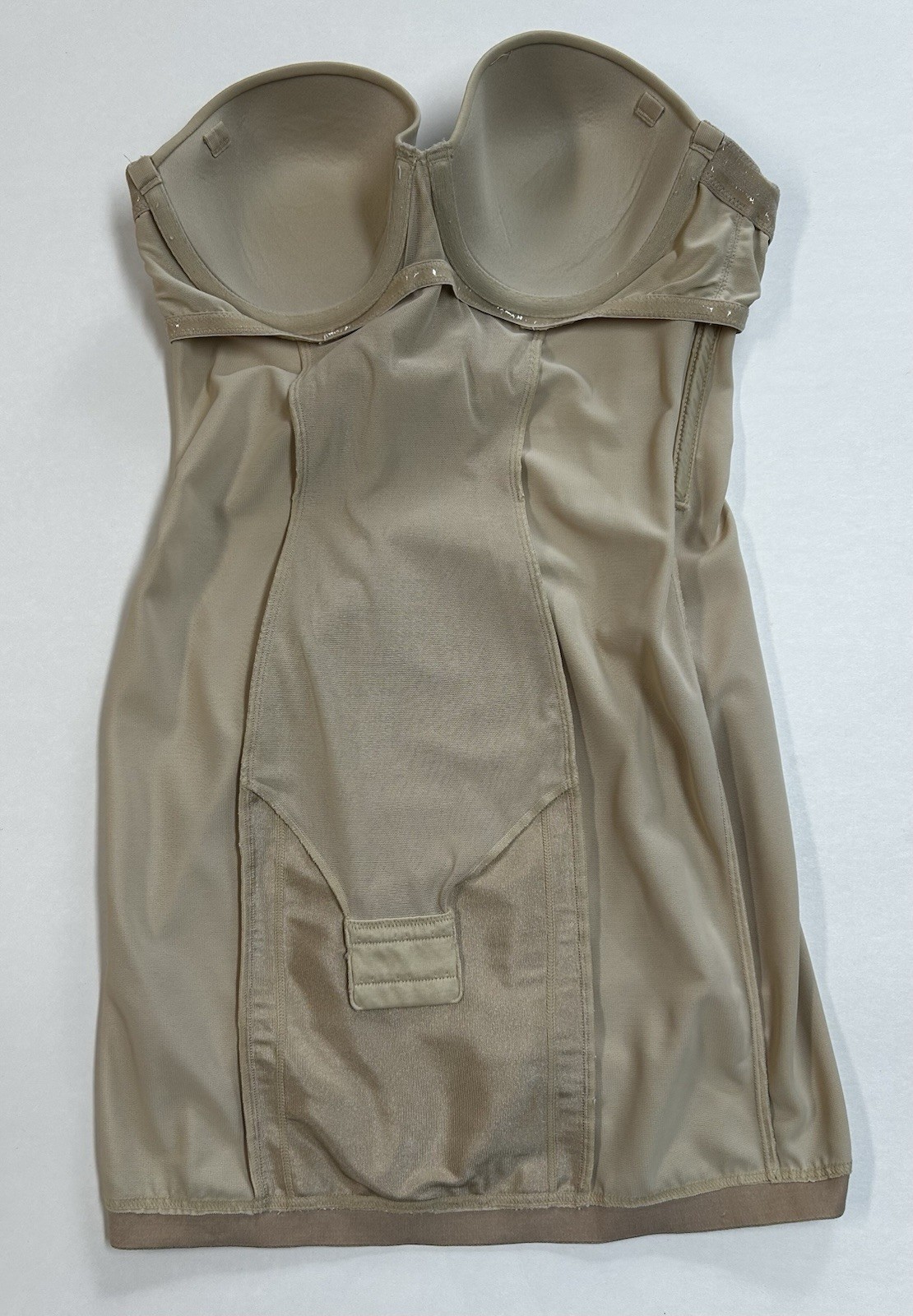 Maidenform 34B Beige Strapless Shaper Slip With Attached Bodysuit Panty