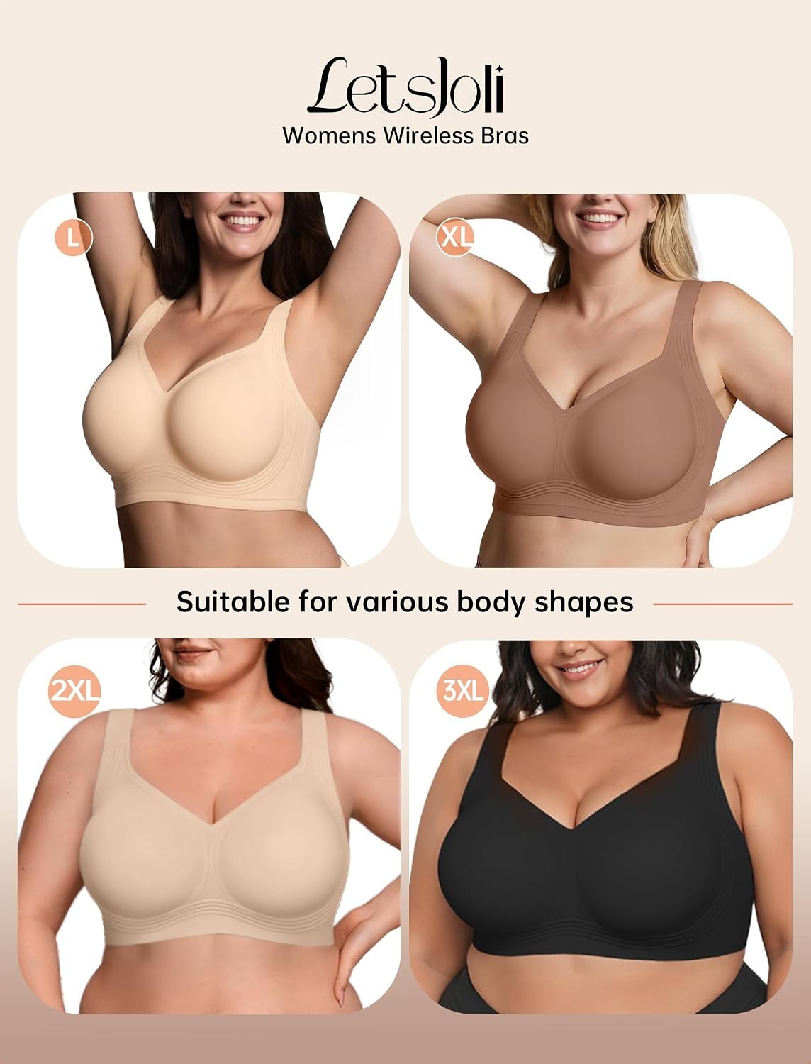 Black Wireless Jelly Bra for Women, Full Coverage Push Up Support, All Size