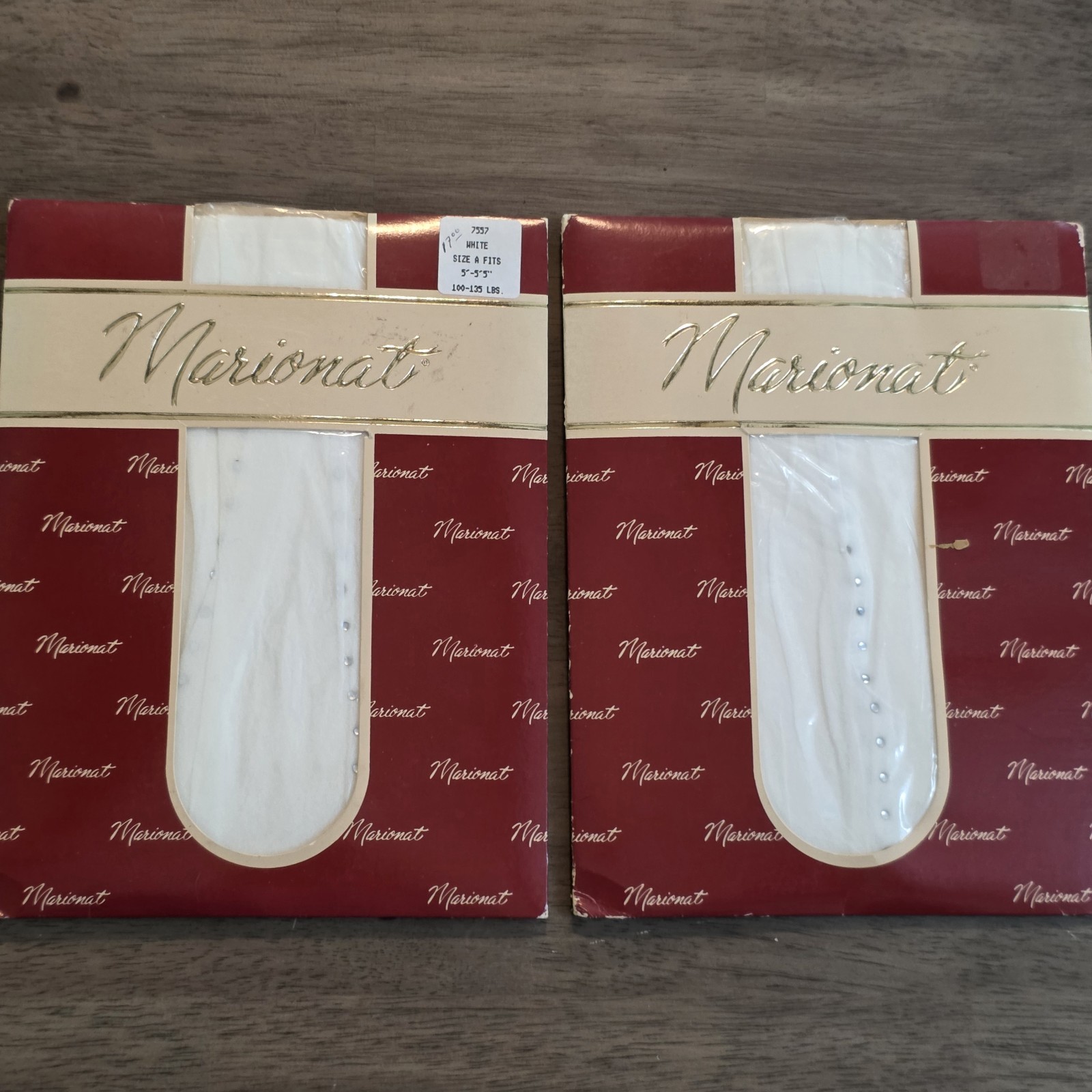 Vintage 1985 Pantyhose Marionat White Rhinestones Size A New Sealed 7557 2 Pairs
