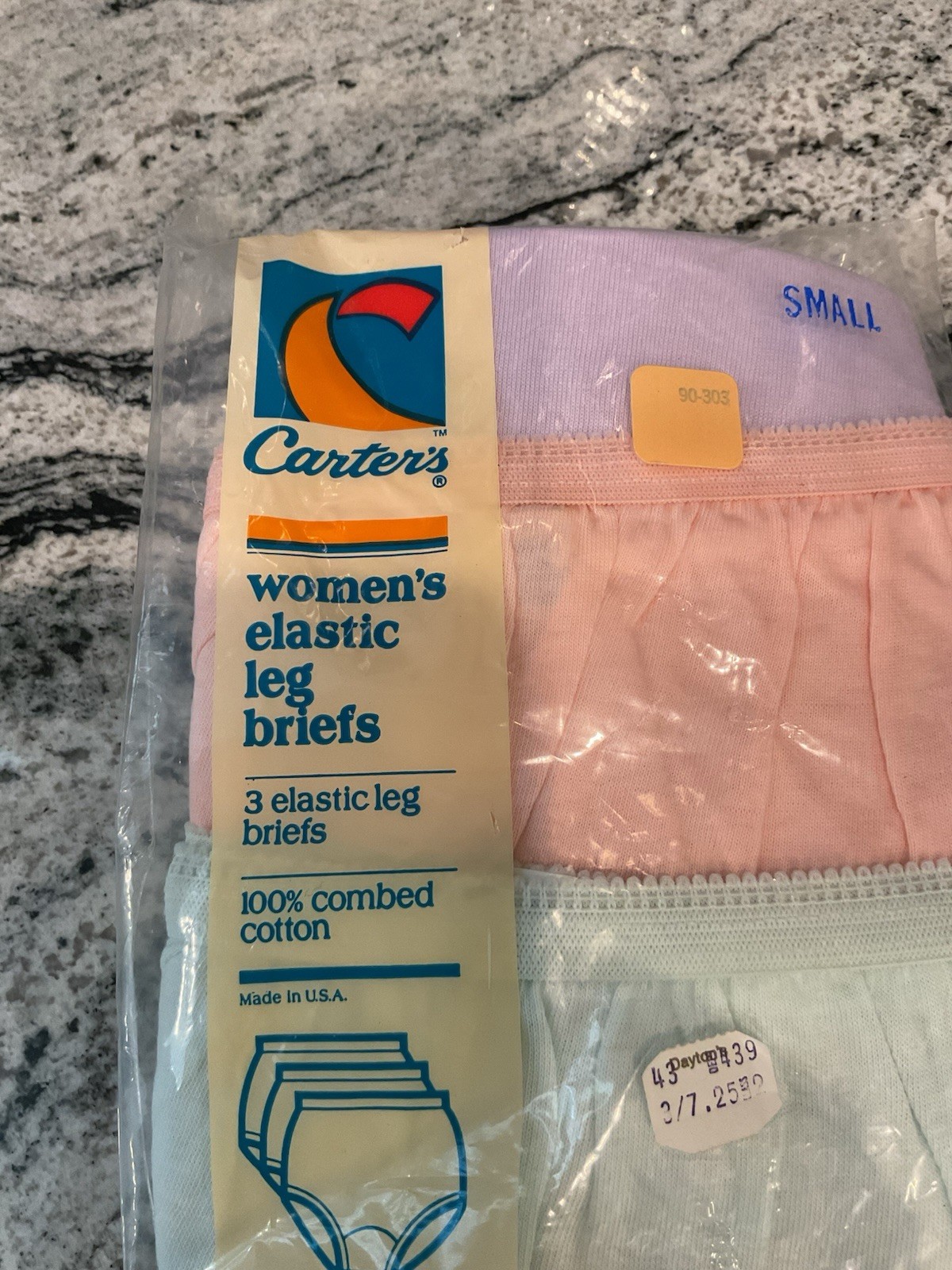 Vintage NOS Carters Womens Combed Cotton Briefs Underwear 3 Pair Small 4 -5
