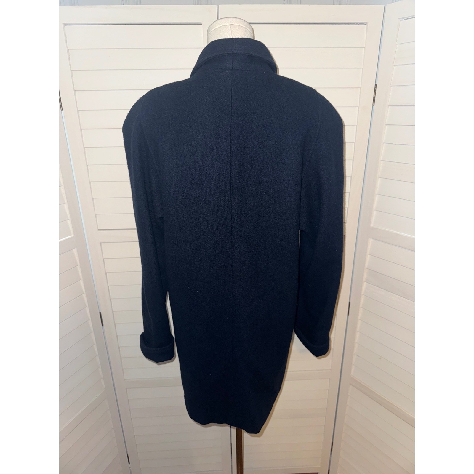 Stephanie Mathews Wool Coat Women Navy Blue Vintage Made in Argentina Size 10
