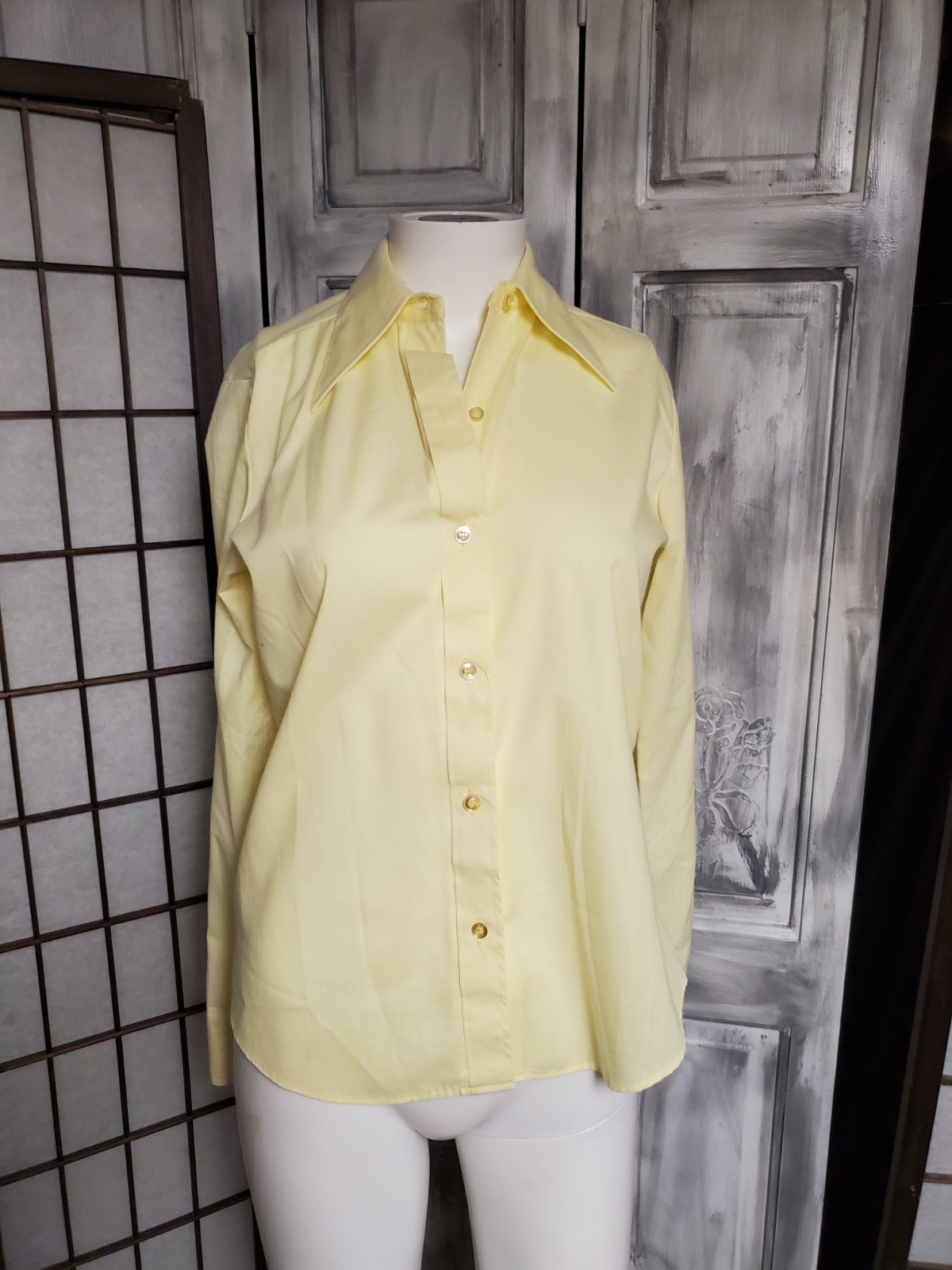 S Vtg 60s 1970s dagger Collar Lightweight Langtry LTD Top Blouse Mod Gogo Boho