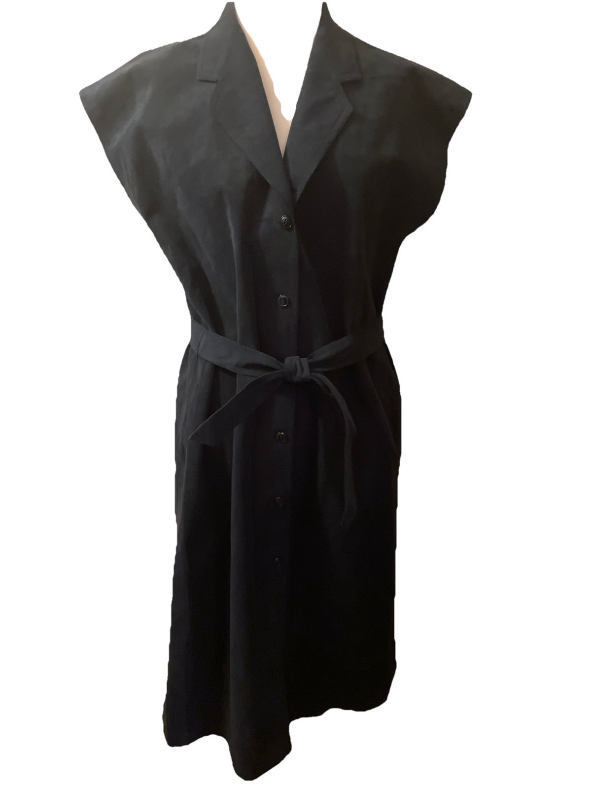 Vintage 1970s Blassport Bill Blass Ultra Suede Black Button Down Dress Sz 12