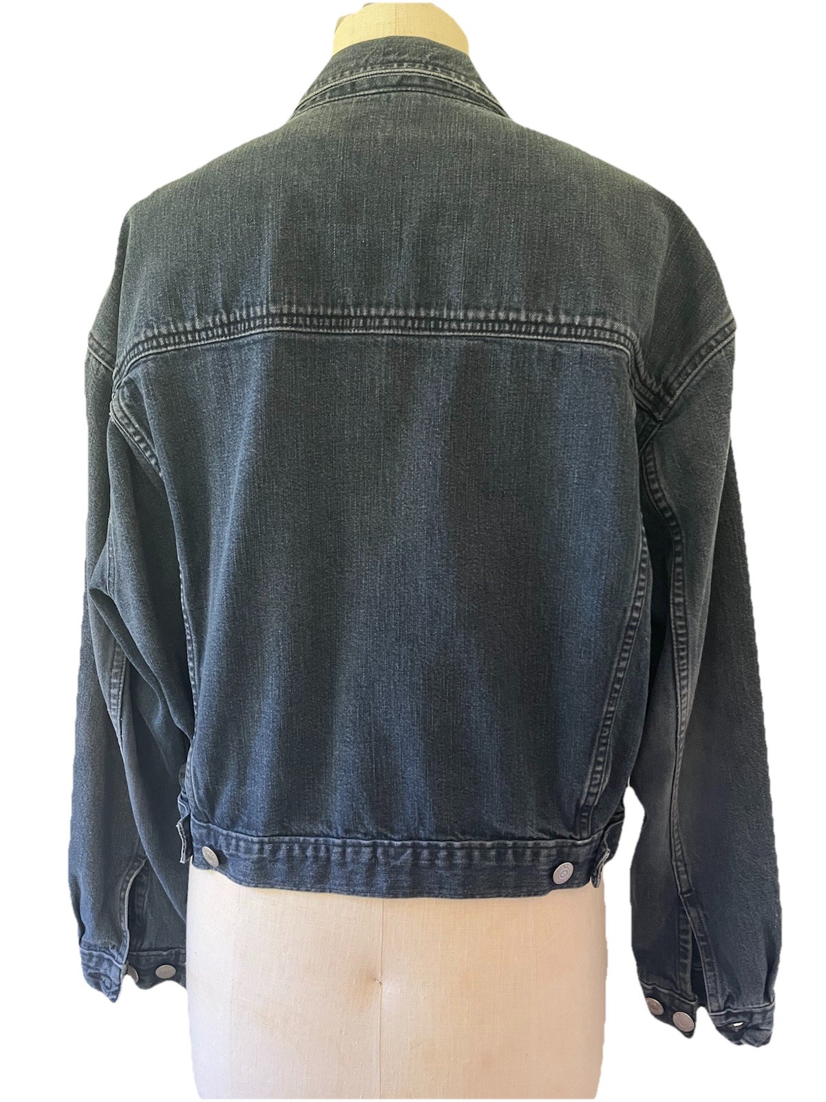 Vtg 80s Banana Republic Safari Dark Blue Denim Jean Jacket Women’s Bomber Style