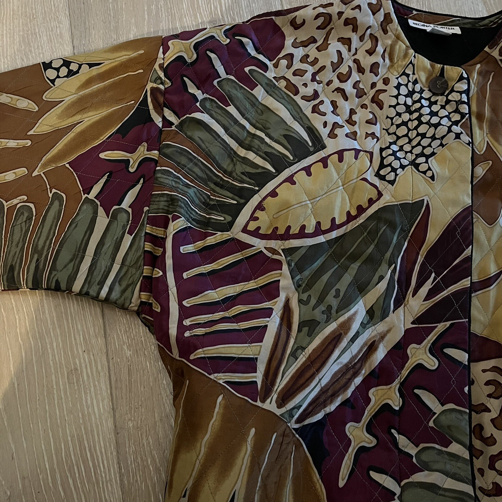 Vintage Regina Porter 100% Silk Jacket / XS / Abstract Design 80s 90s Boxy Style