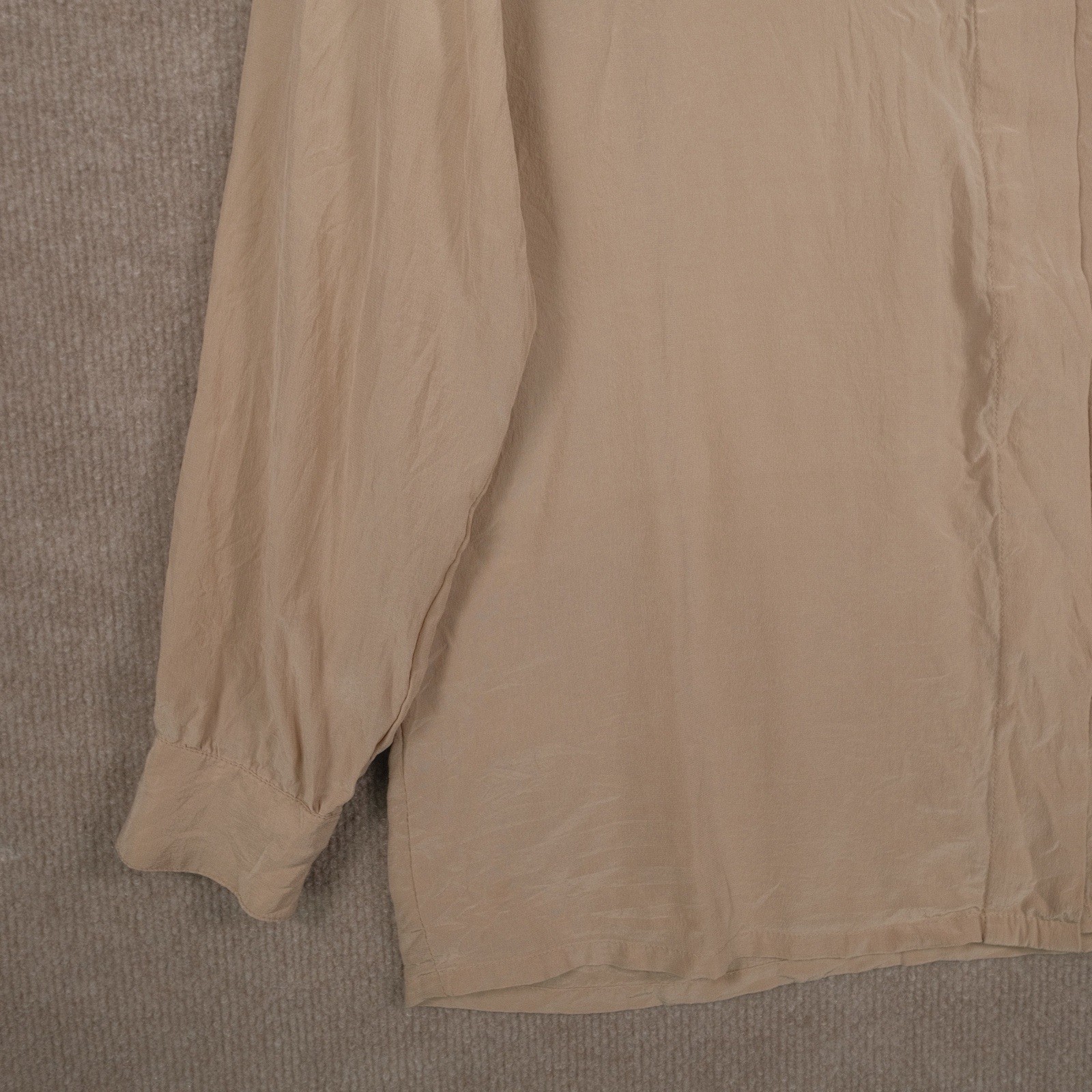 Vintage Blass Port By Bill Blass Women’s 100% Silk Shirt Band Collar Beige S