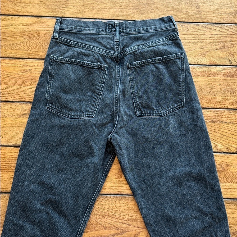 AGOLDE 90s Mid Rise Loose Fit in Vagabond Washed Black Sz 25 Distressed Boho