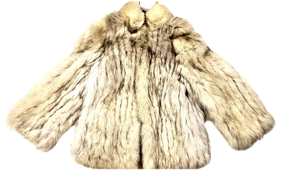 Vintage L-XL Silver Fox Fur Coat