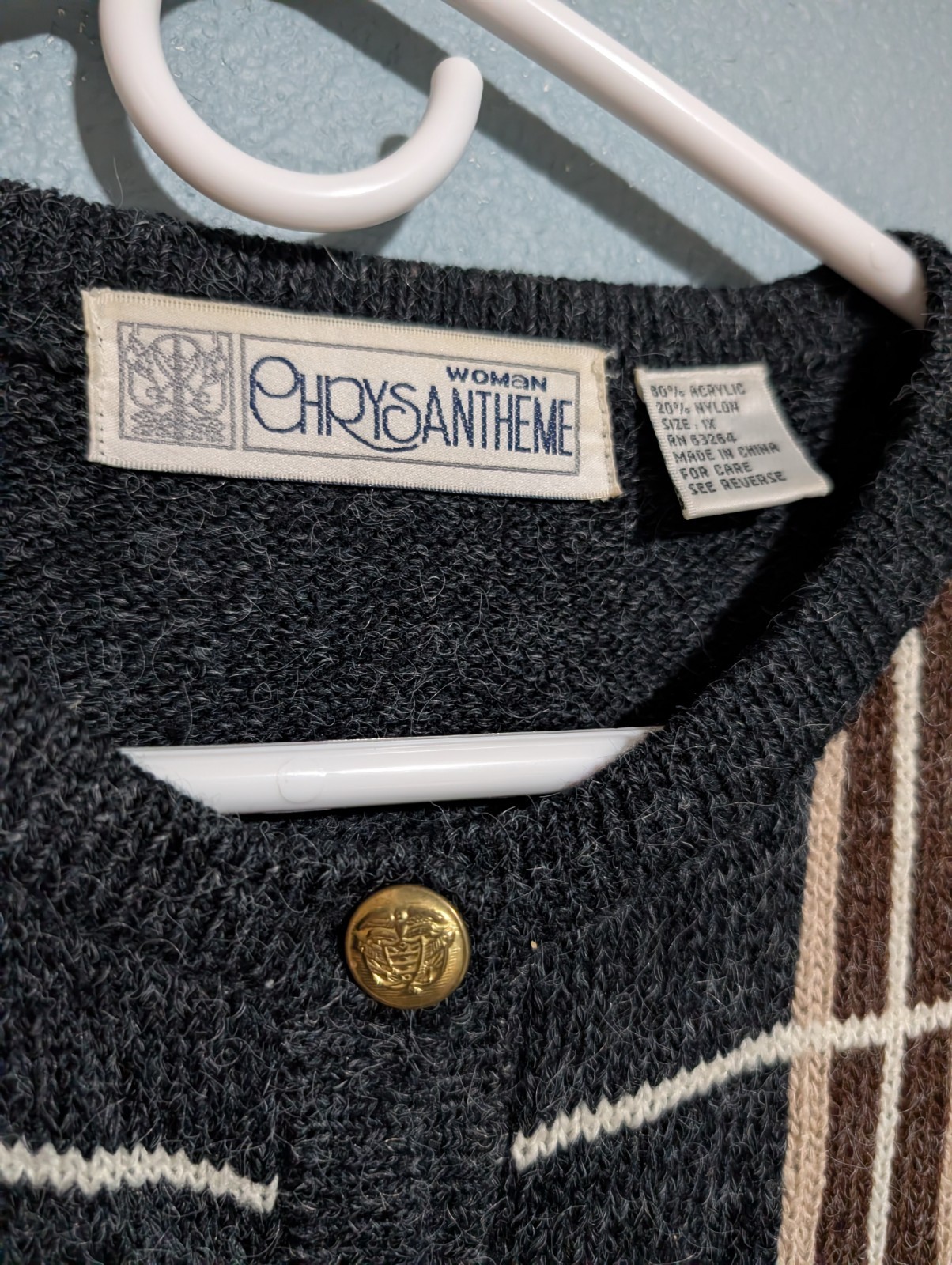 Vintage 90’s Chrysantheme Grandpa Cardigan Nautical Metal Buttons Cozy Sweater