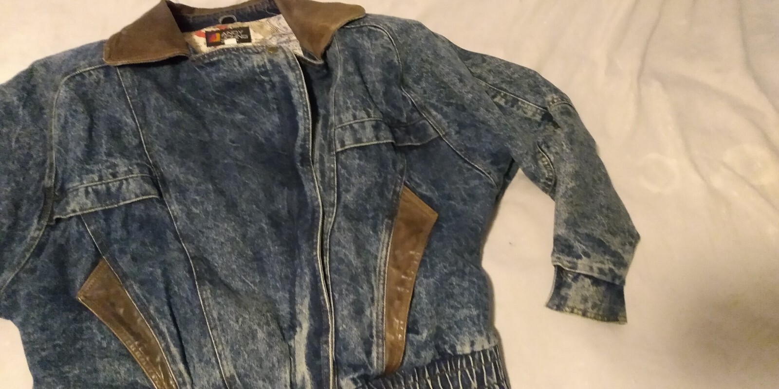 Vintage Acid Wash Denim Jean Jacket Size L Andy Johns Jacket
