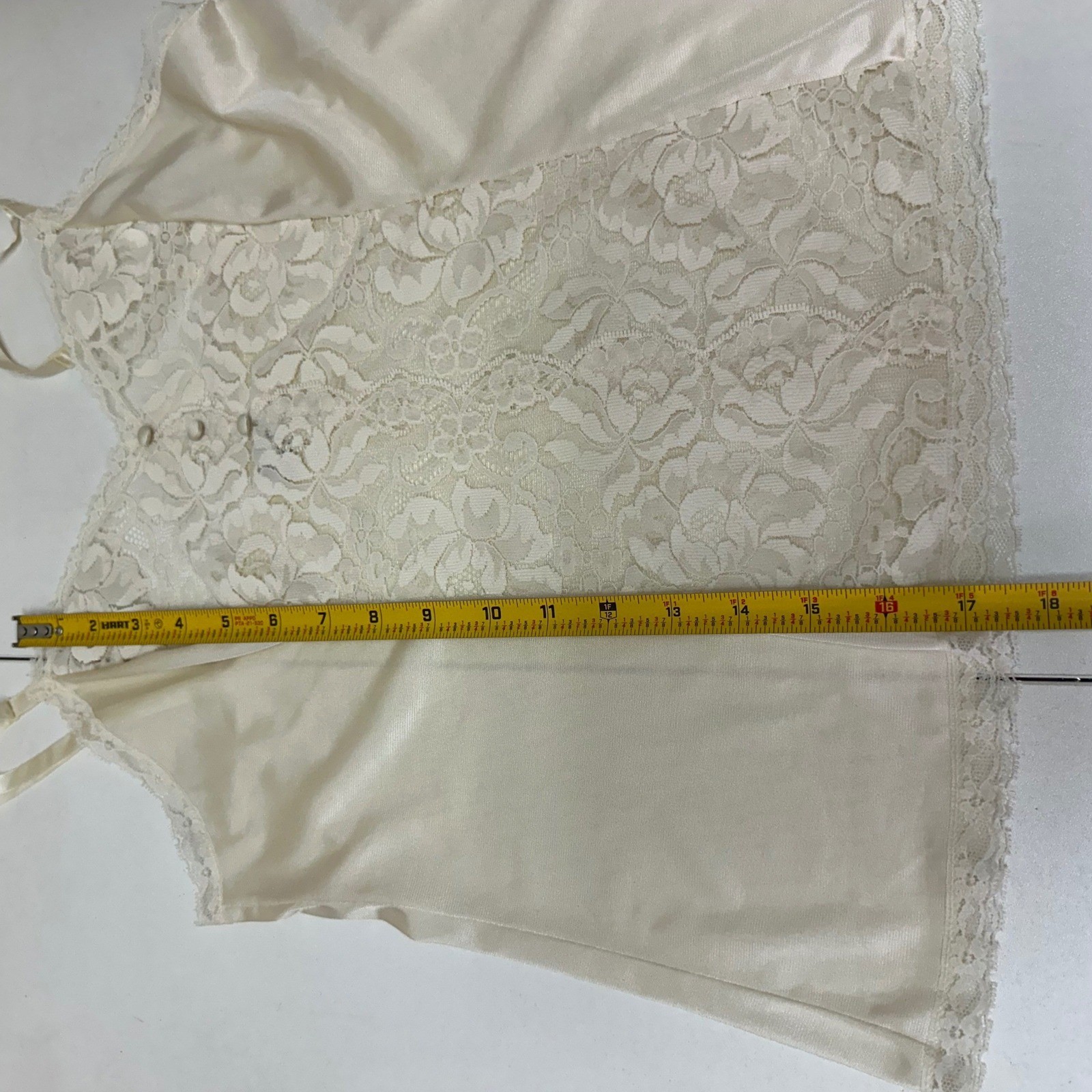 Vtg Sabrina Ivory Lace Camisole Top Antron III Nylon Adjustable Straps Size 36