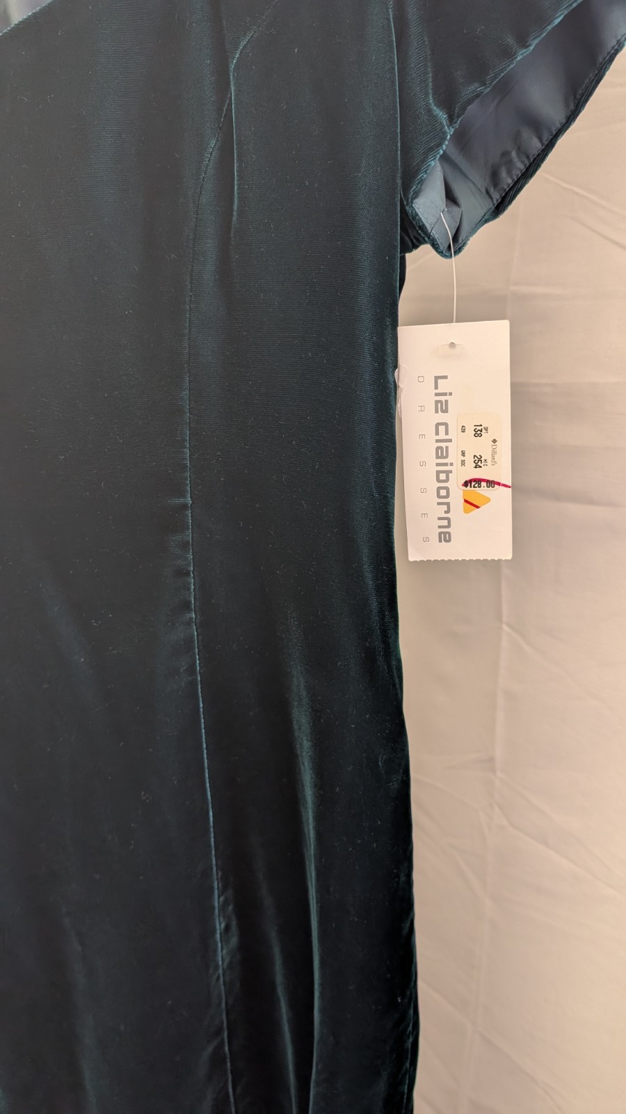 Vintage Deadstock Liz Claiborne Velvet Dark Teal Body Con Dress Size 12