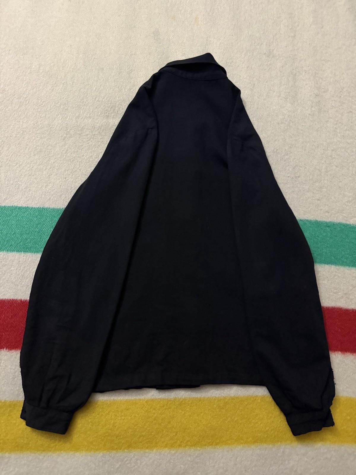 Vintage 40s 1940s Women’s Black Rayon Cotton Light Chore Jacket Size Small S