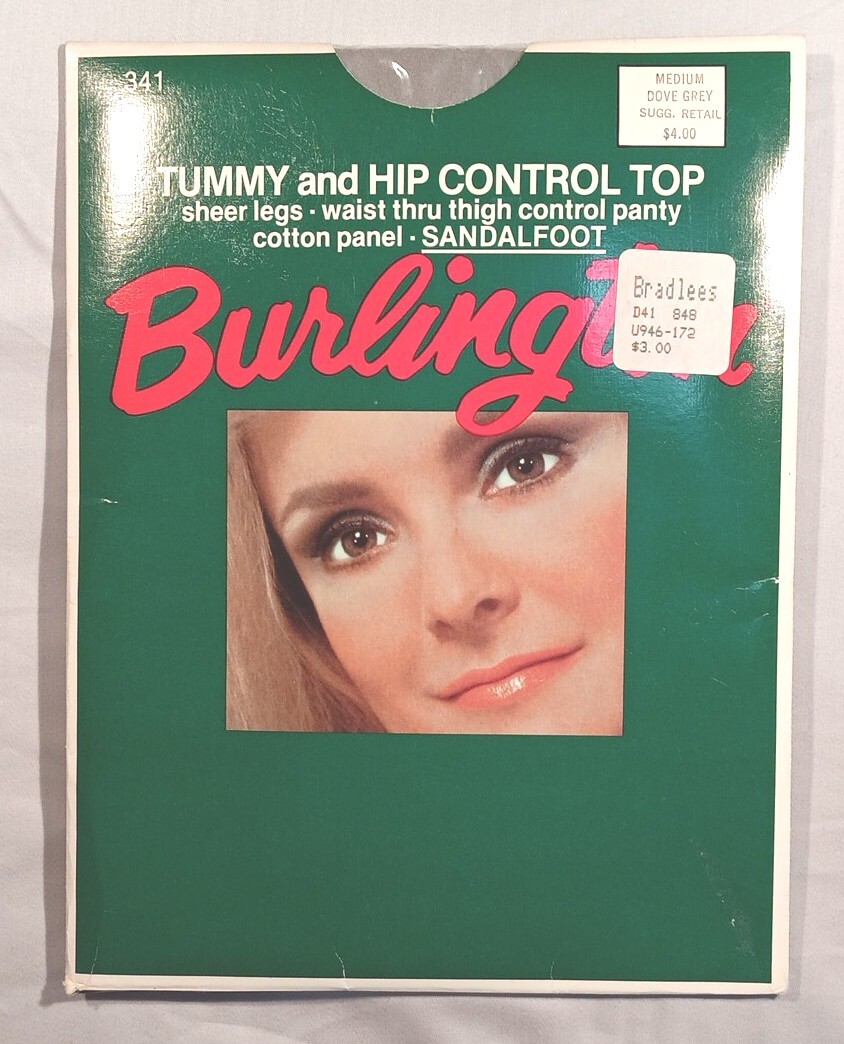 Vintage Burlington Panty Hose Tummy Hip Control Top Sheer Dove Grey Medium NOS