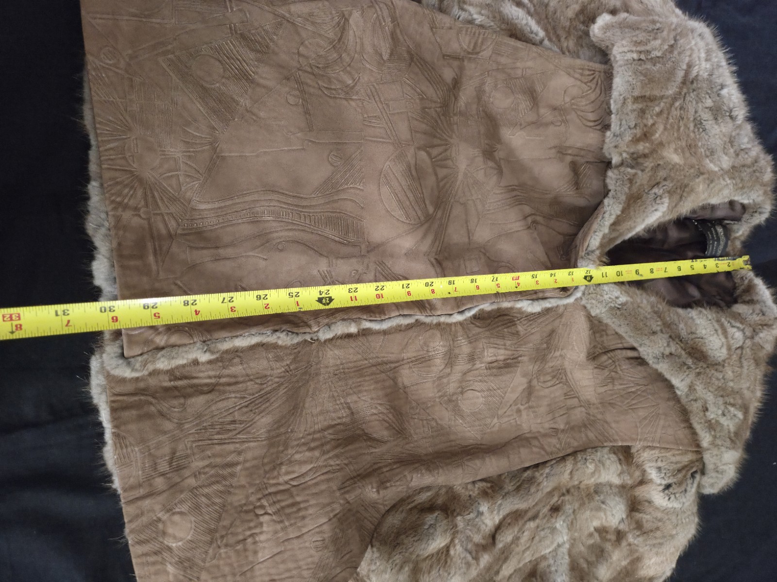 Vtg Furessence by Vivian Amato Fur Coat & Textured Seude Greece Medium Glam80’s