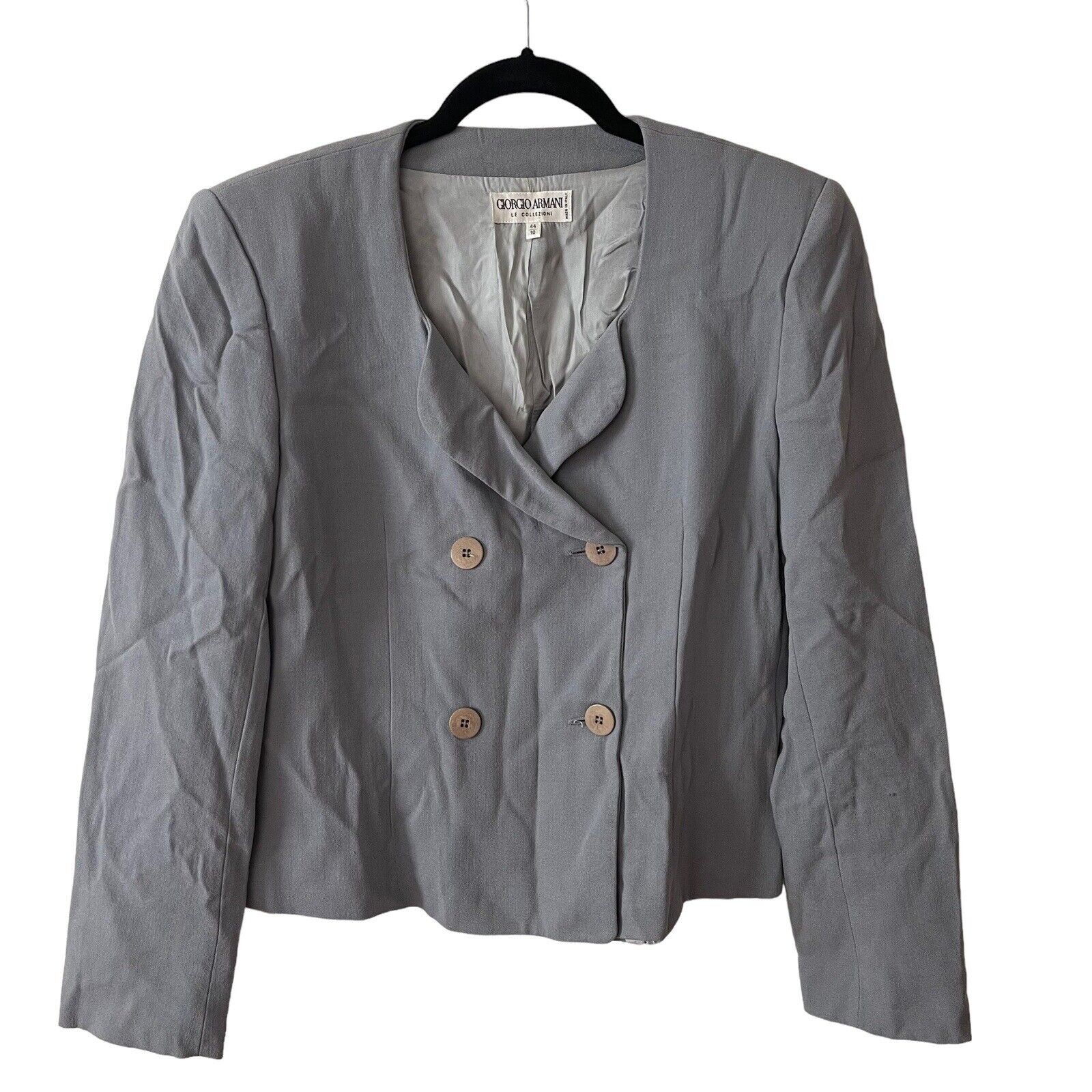 Giorgio Armani Le Collezioni US 10 Blazer Jacket Womens Vintage Wool Blue Gray