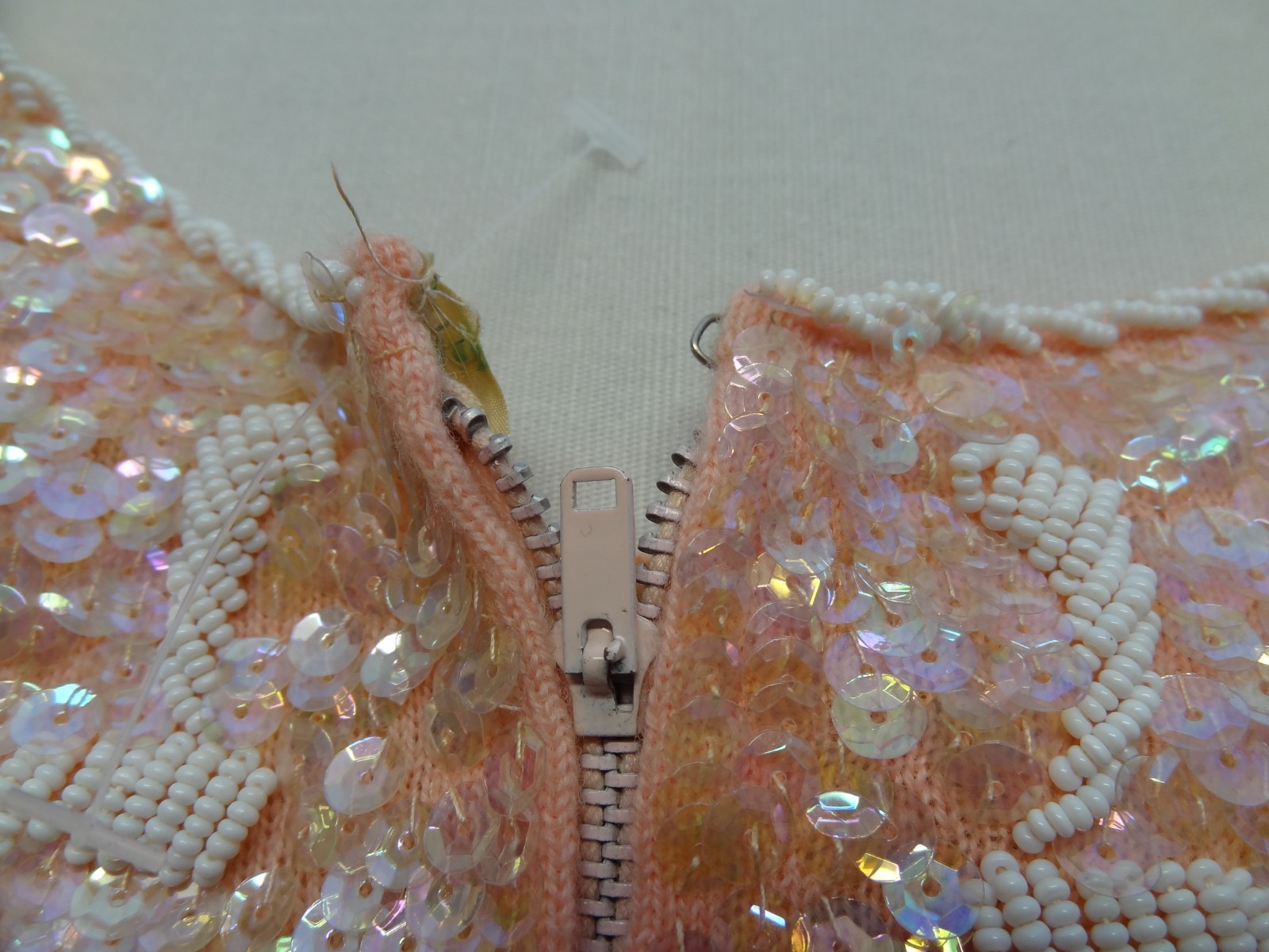 RNE M Hong Kong Sequin Beaded Sleeveless Evening Top VTG 60s 70s Lambs Wool