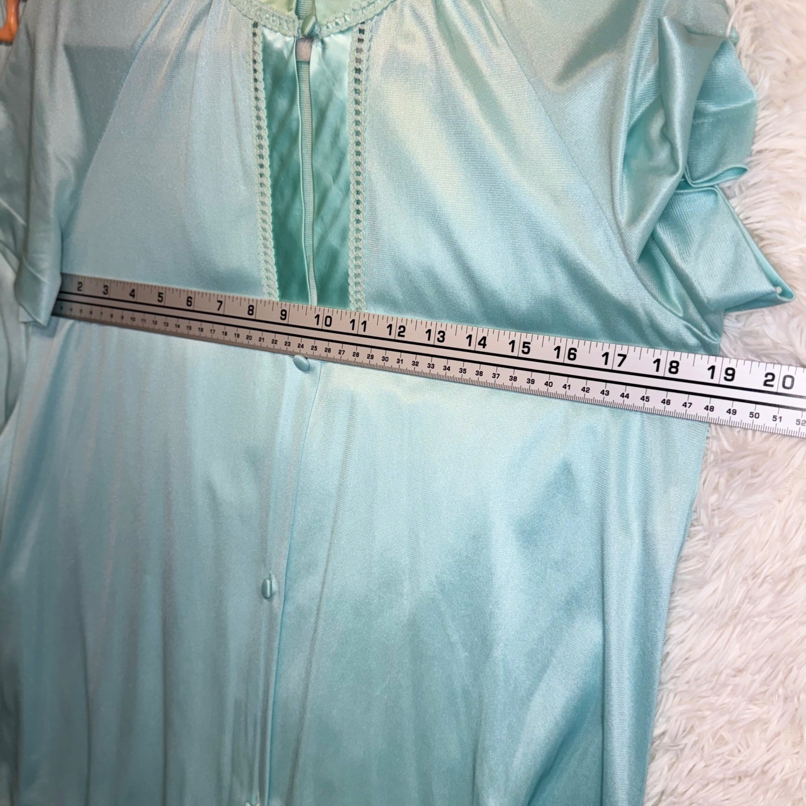 Vintage Gossard Blue Satin Pajama Set Small ILGWU Union Made Loungewear