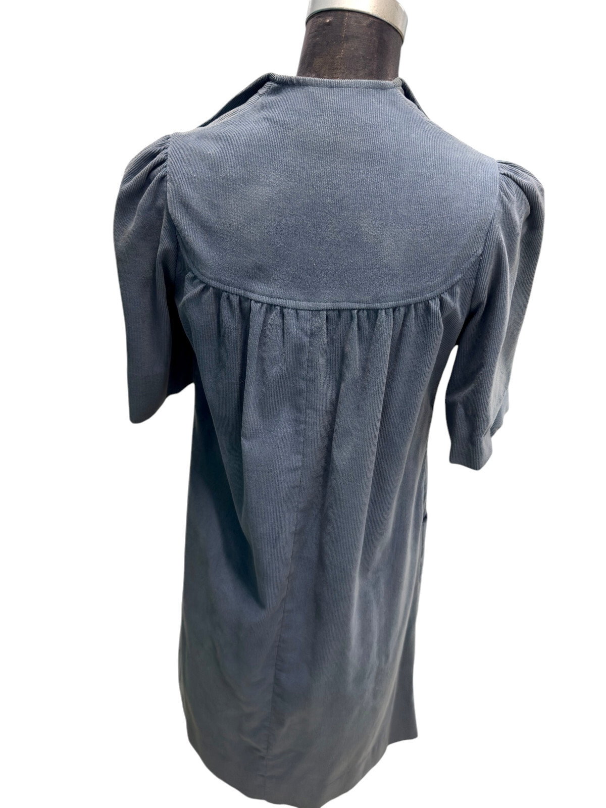 70’s Vintage India Imports Of Rhode Island Blue Corduroy Boho Smock Dress Sz XP