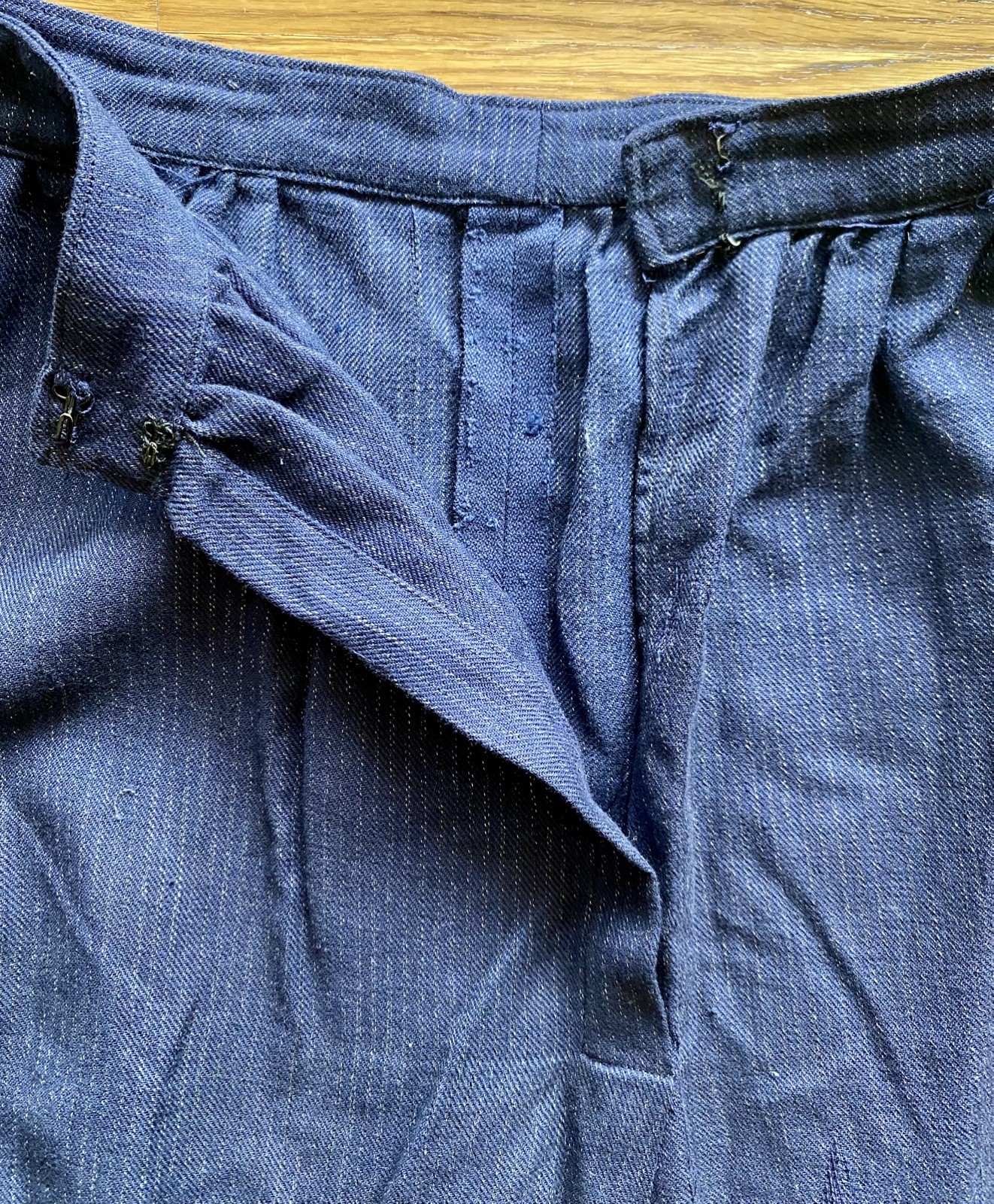 Antique 1800s early 1900s French Indigo Dyed Walking Skirt Chore Petticoat