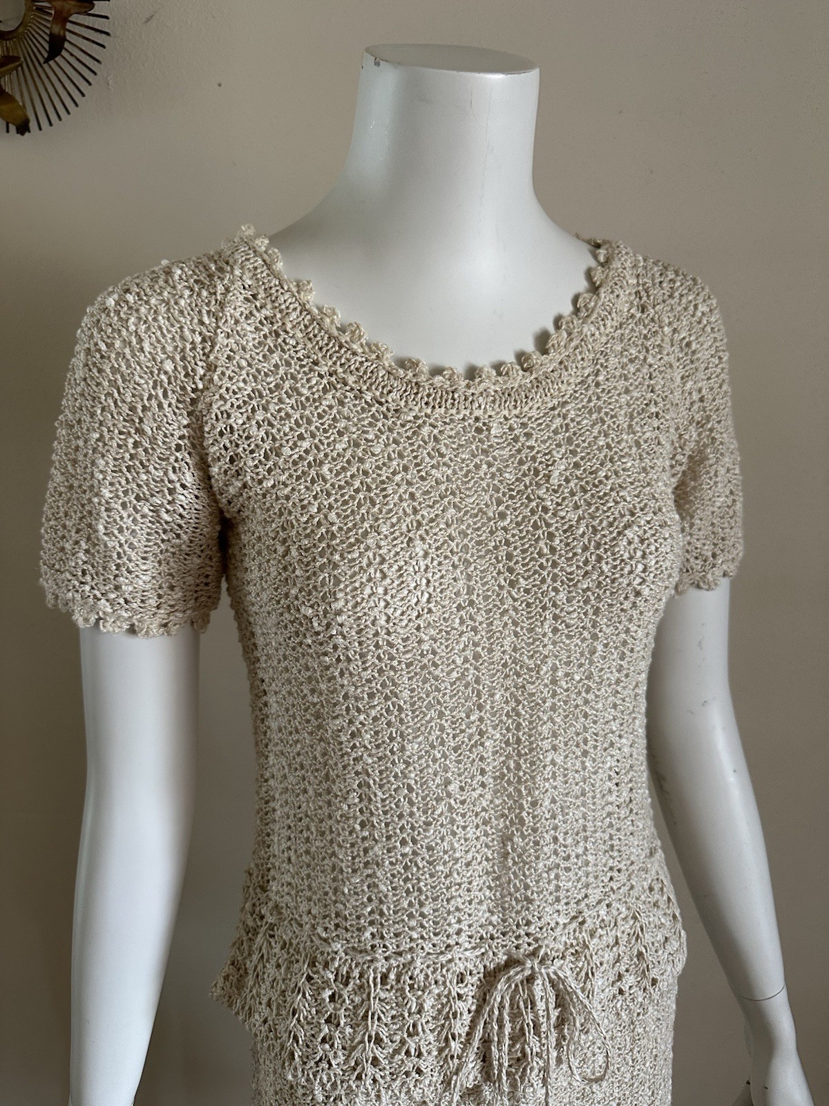1970s A Pallas Original Hand Loomed Irish Linen Knit [Dress/Skirt/Set] Boho VTG