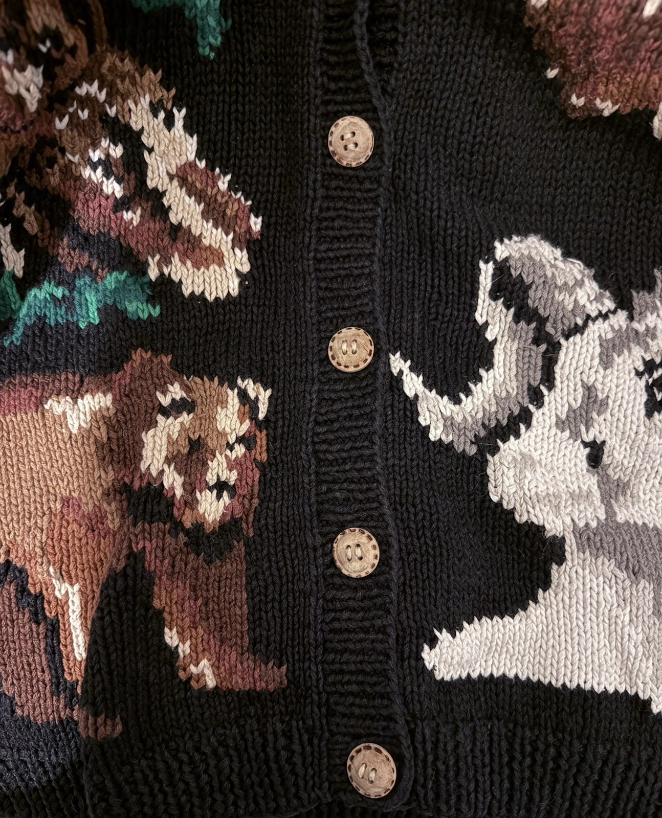 Vtg The Eagle’s Eye “World Wildlife Collection” hand-knit cardigan sweater Large