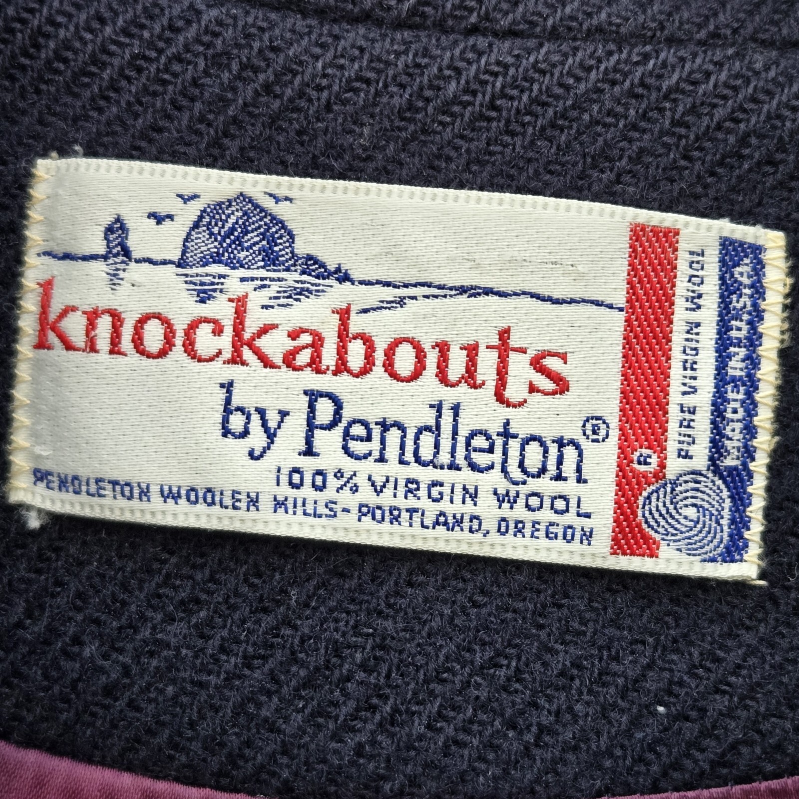 Vintage Pendleton Wool Coat Womens Navy Blue Minimalist Classic USA Made Jacket