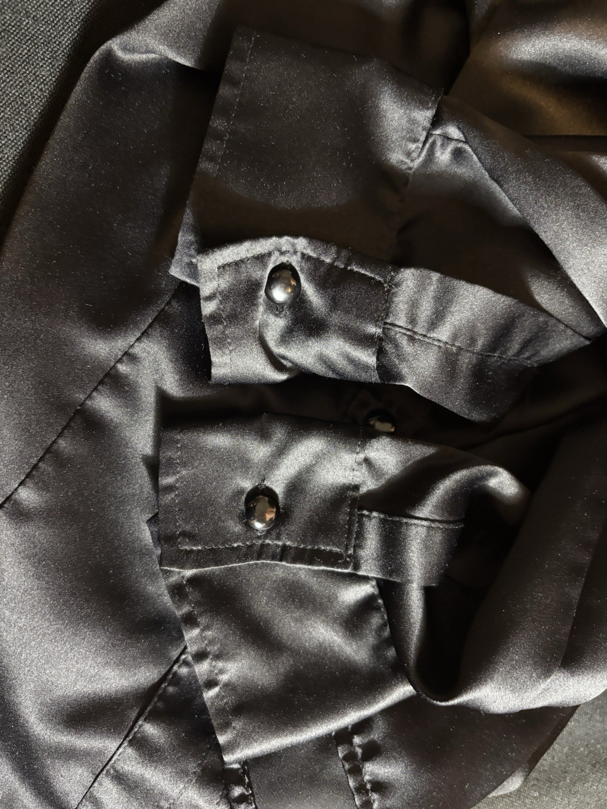 Satin Shiny CUFFS Shirt Notch Collar OFFICE BUTTON UP BLOUSE 12