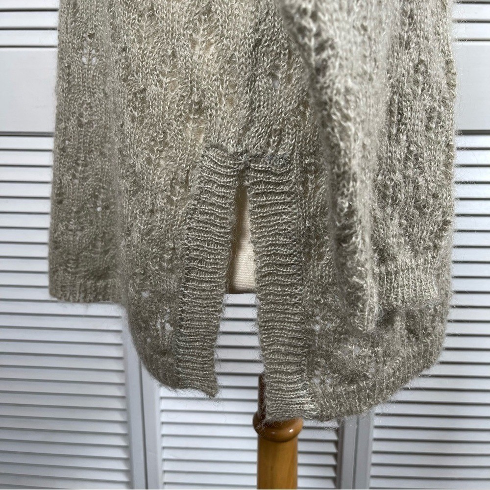 Jones & Co Vintage Mohair Blend Sweater Beige Fuzzy Knit 80s 90s Size L.
