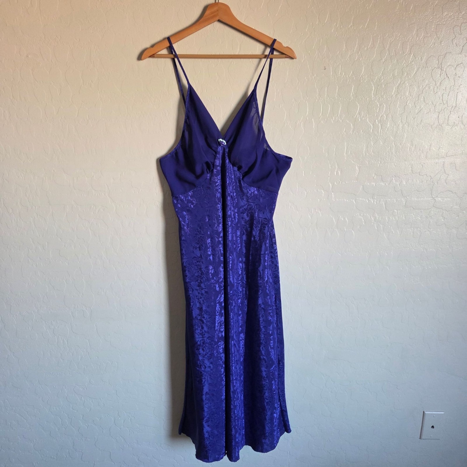 Vintage Feather Bed Babydoll Slip Dress Nightgown Satin Sheer Purple Size L NEW