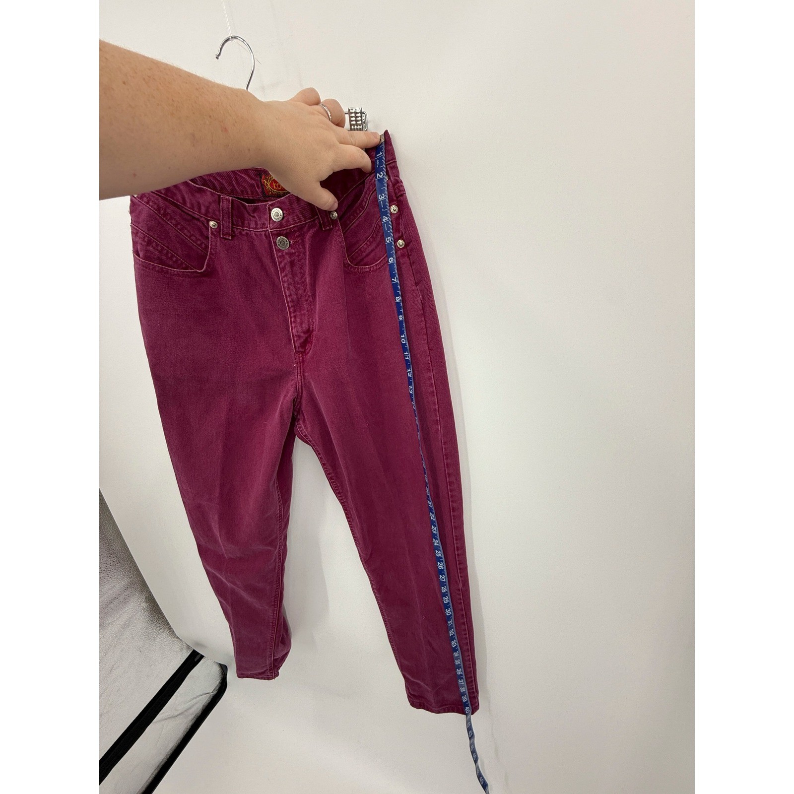 Bonjour Jeans Pants Women 12 Burgundy High Rise Tapered Leg Vintage 90s Denim