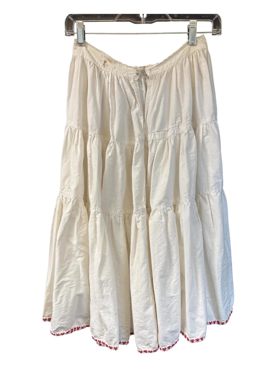 White Full Petticoat Red Trim Ruffles Theater