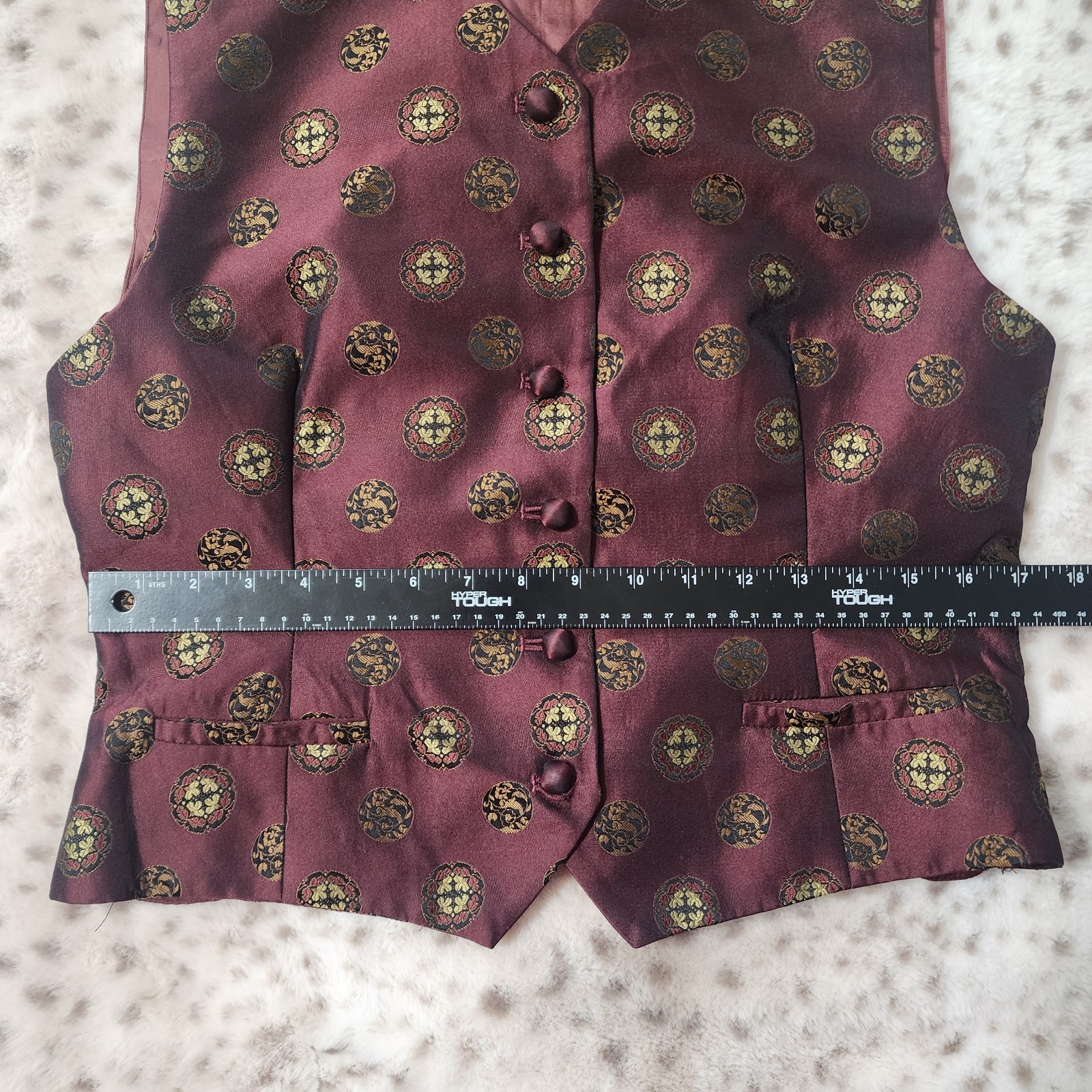 Vintage 90s Rena Rowan For Saville Brocade Vest Size 14
