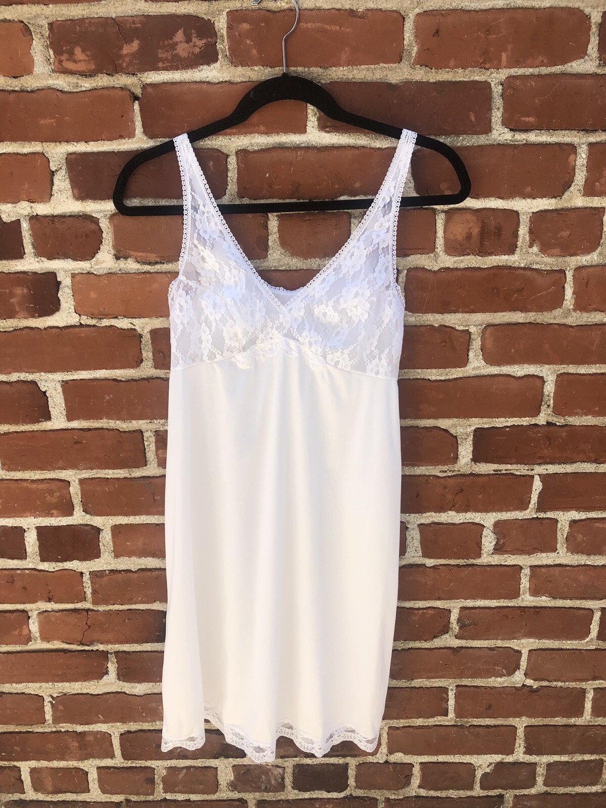 Vintage 70s Bridal Lingerie Slip White Lace Dress Honeymoon