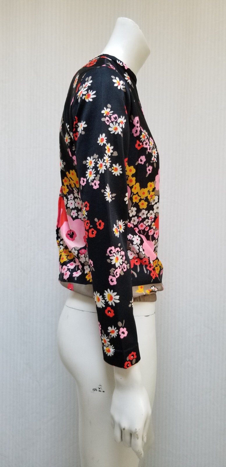 Vintage 70’s Floral Nylon Long Sleeve Shirt Top – AVALON CLASSICS – Size S – EUC