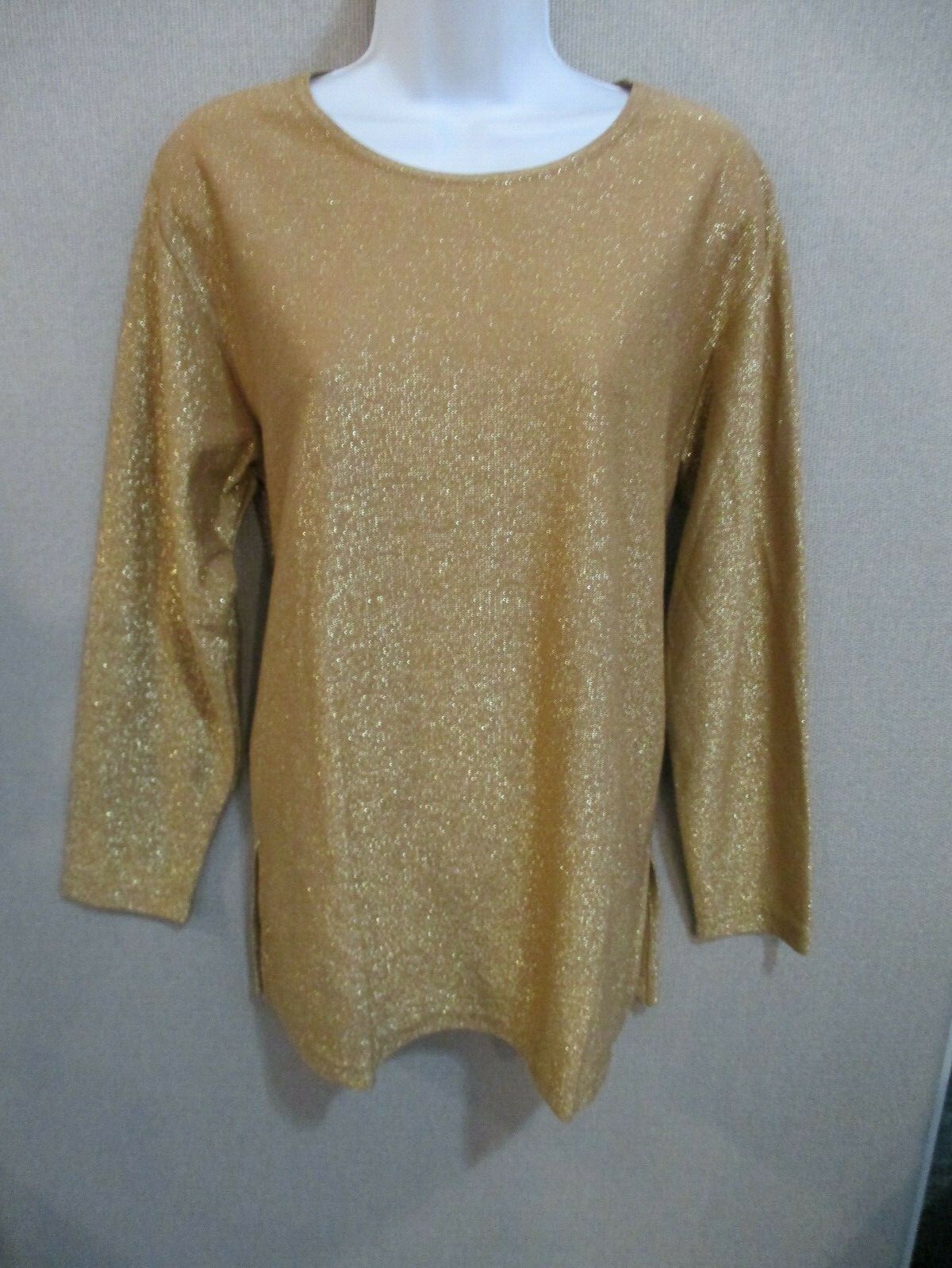 90’s Cervelle Sparkly Metallic Sweater Size Small Made in USA Dark Gold