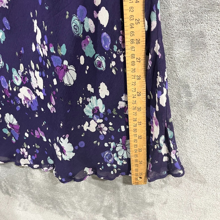 Vintage 90s Jones New York Florla Purple Square Neck Dress Sundress Sheath Sz 4