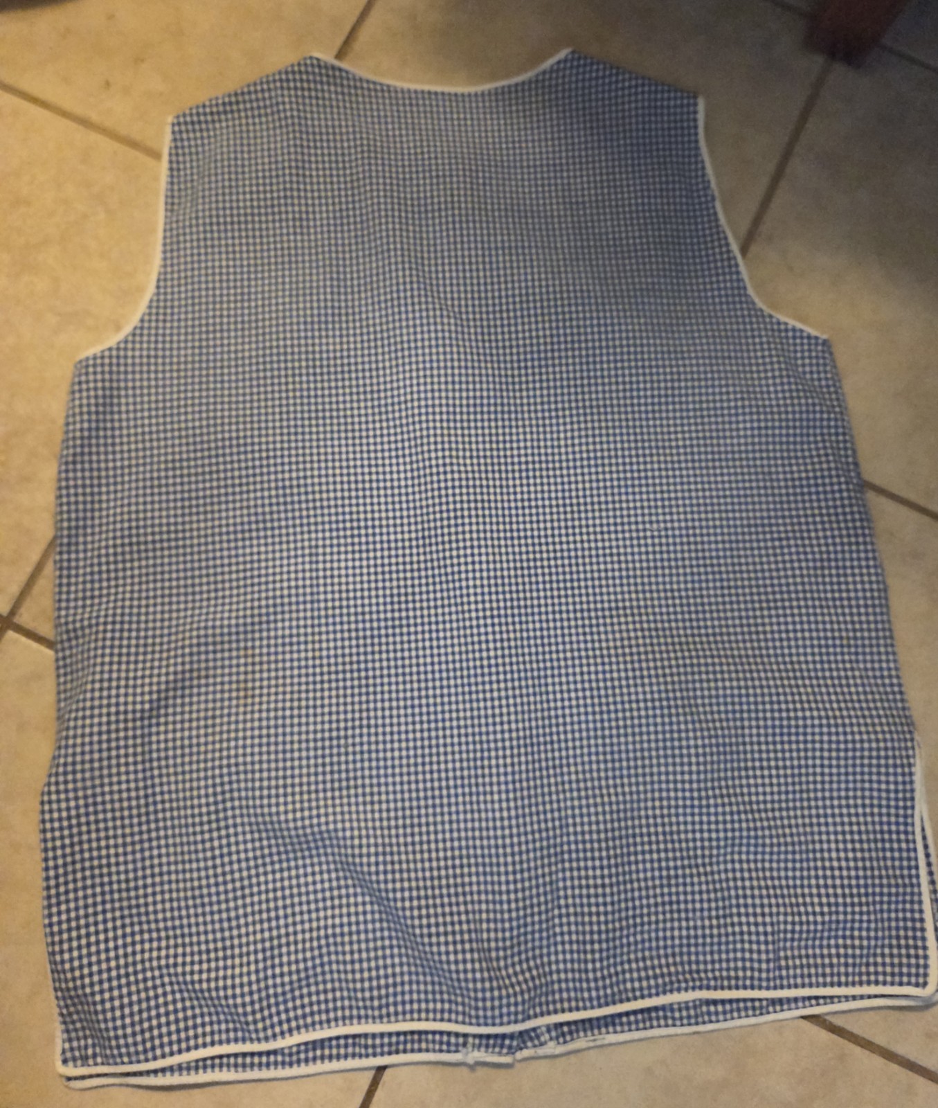 Vtg 70s Tunic Smock Gingham Flower Pockets Artistic Creation Buttons Front Small
