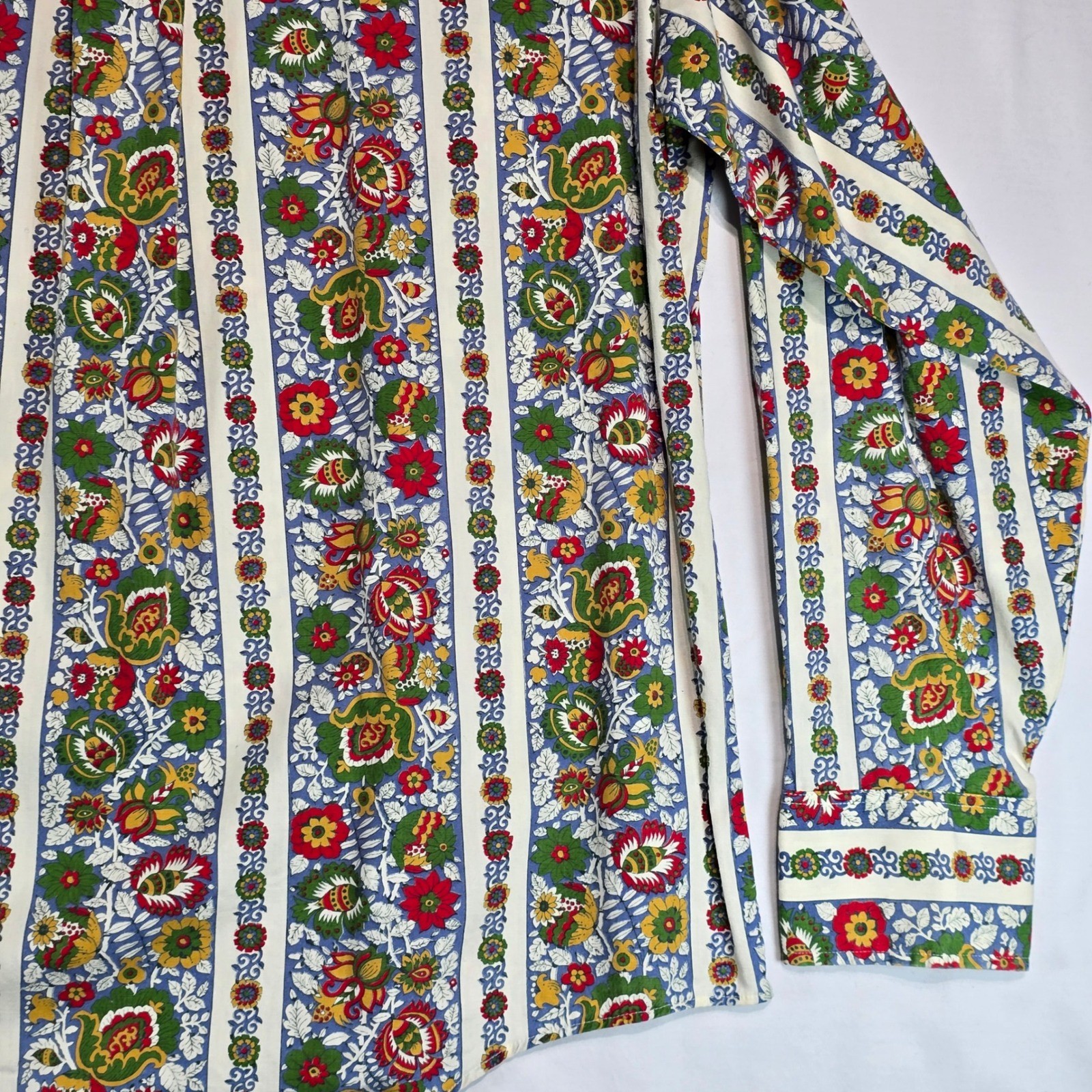 Vintage Habersham Floral Paisley Stripe Button Down Shirt 70s Psychedelic Blouse
