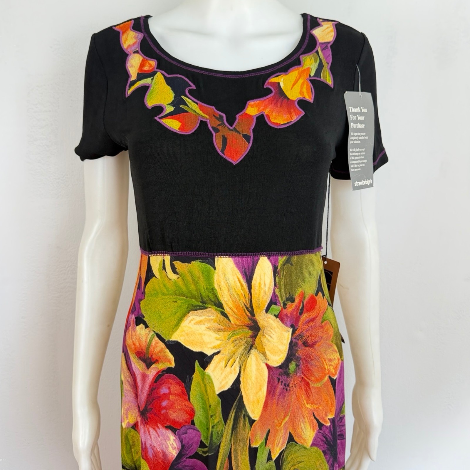 Vintage Floral Print Maxi Dress Size Small 90s Carole Little Bias Cut Sundress