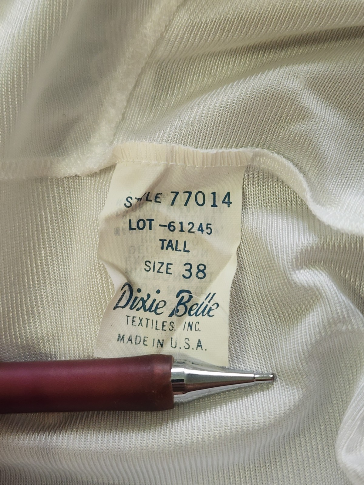 White Dixie Belle Lingerie Antron III USA Lace Tall Vintage Below Knee Size 38″
