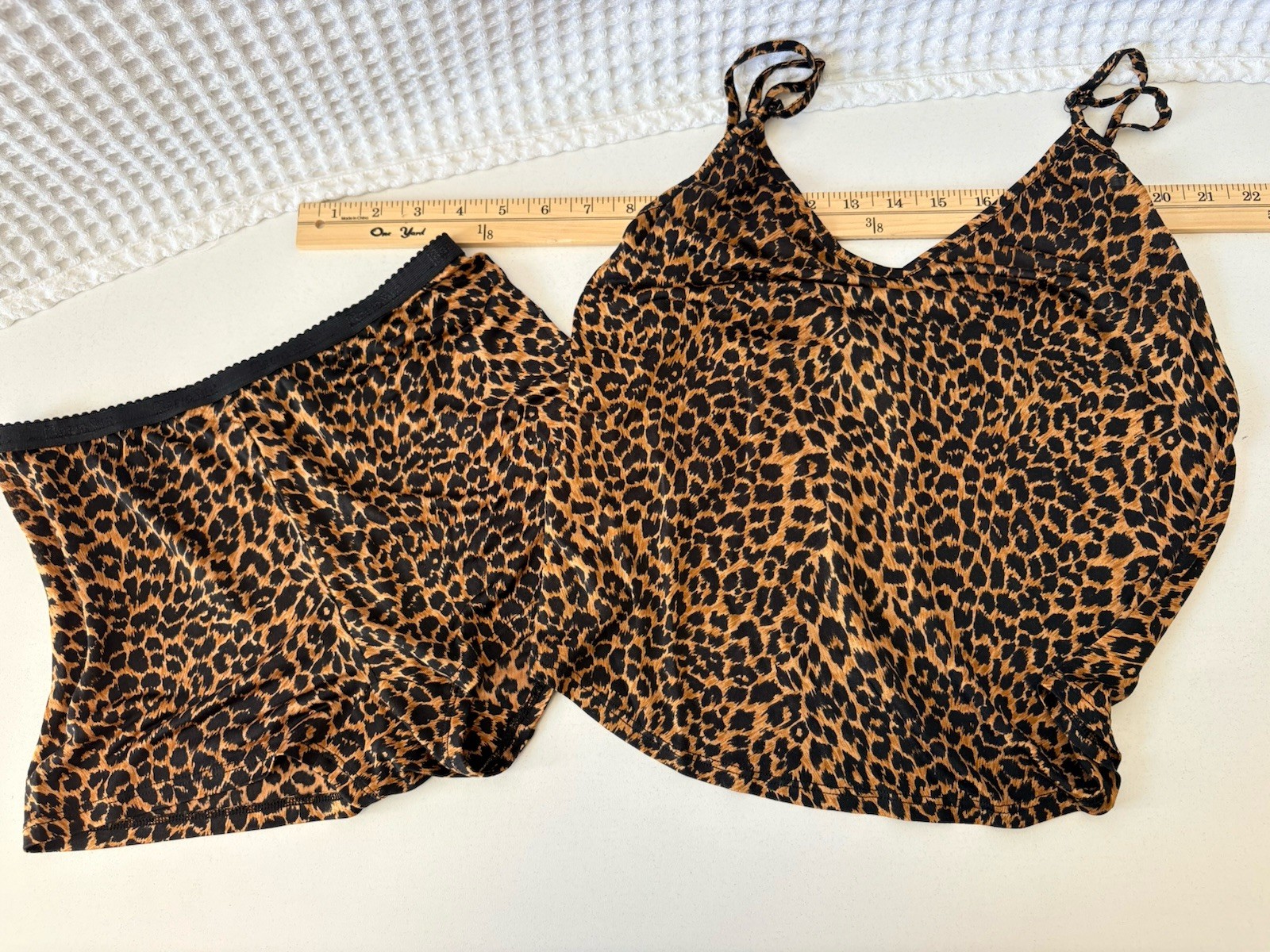 Magic Silk Vintage Animal Print Cami Sleep Set Loungewear Y2K Lingerie 90s