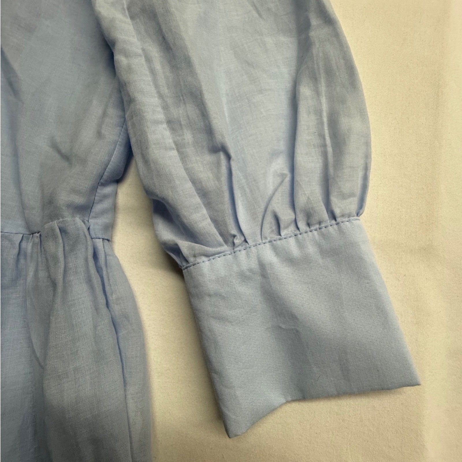Zara Womens S Blue Eyelet Embroidered Tiered Shirt Dress Long Sleeve Cutwork