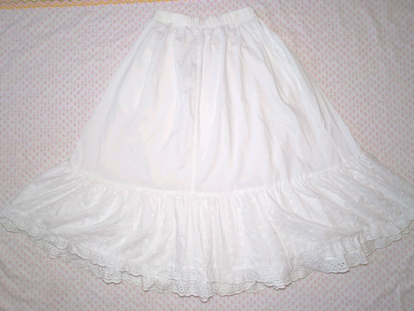 Vintage California Connection White Ruffle Petticoat Skirt M Cottagecore Slip