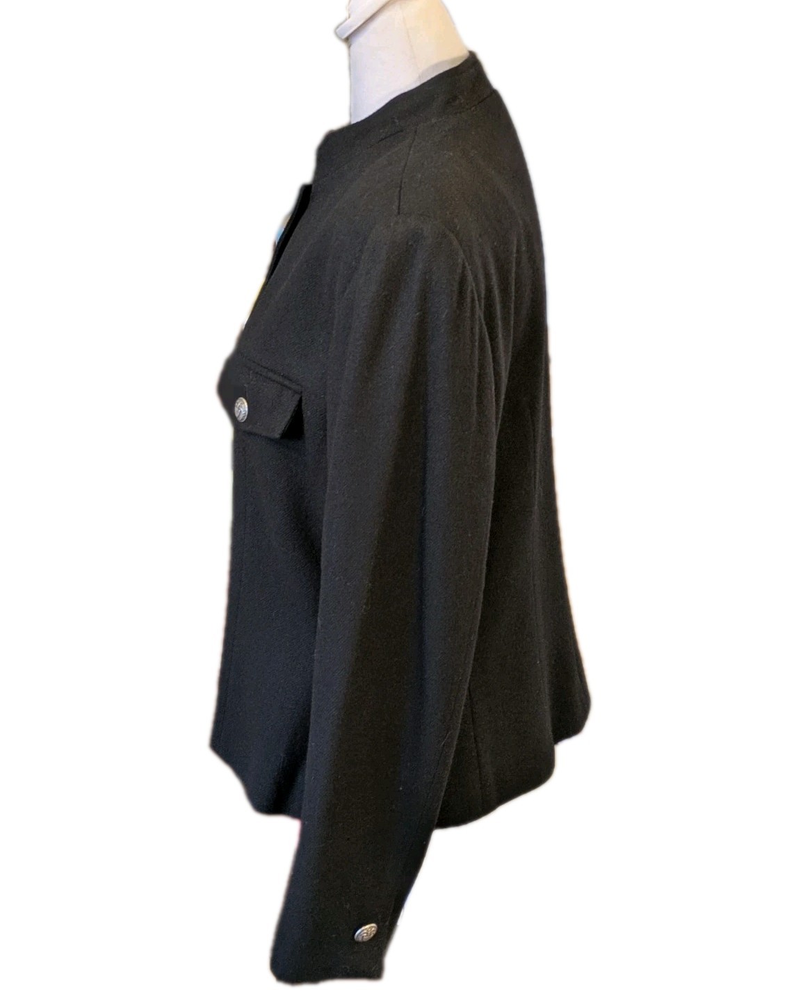 Vtg Clifford & Wills Vintage 90s Black Wool Military Style Jacket Blazer Sz 14