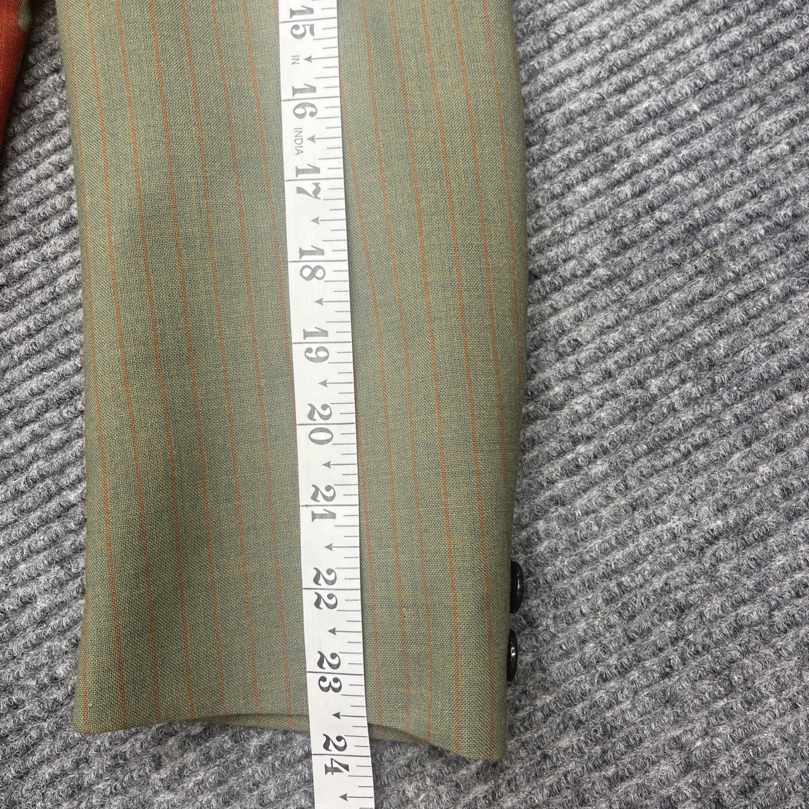 Vtg 70s Green Red Pinstriped Sport Coat Deconstructed Face Graphic 38R Lyncraft