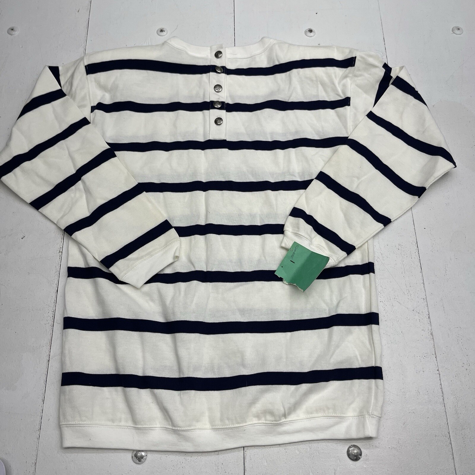 Vintage Preview International White Stripe Long Sleeve T Shirt Womens Size Small